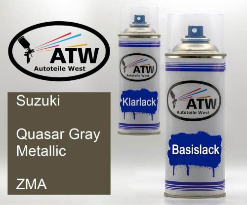 Suzuki, Quasar Gray Metallic, ZMA: 400ml Sprühdose + 400ml Klarlack - Set, von ATW Autoteile West.